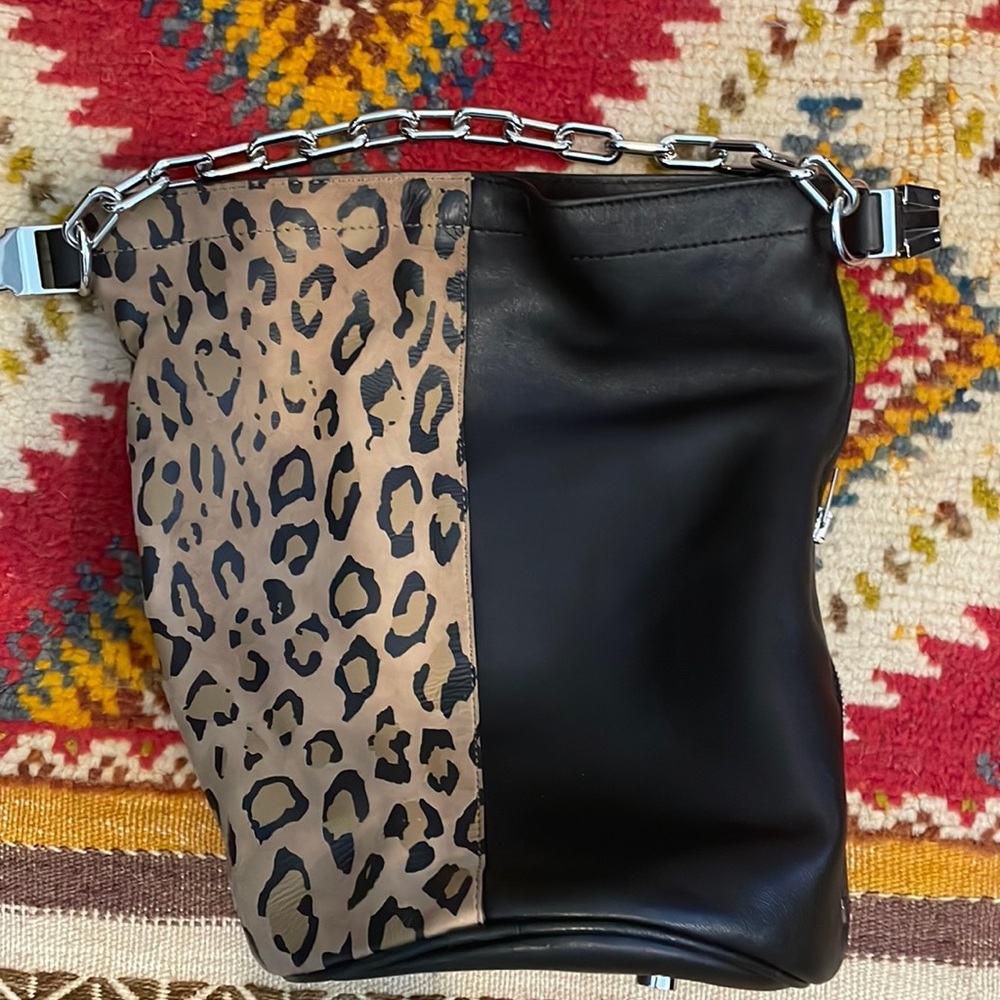 Alexander Wang, black, suede leopard, back leather,